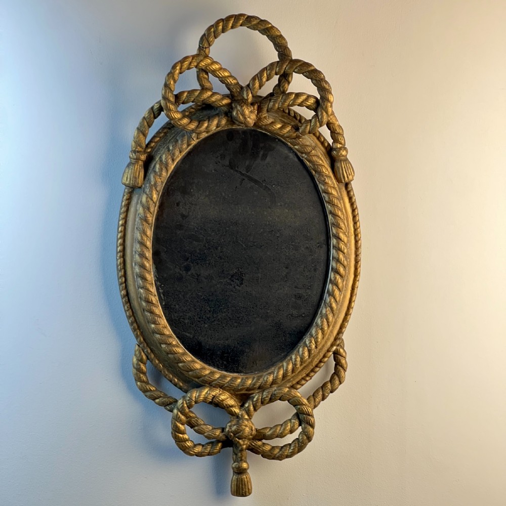 19Th Century Giltwood Rope Twist Oval Mirror View IV