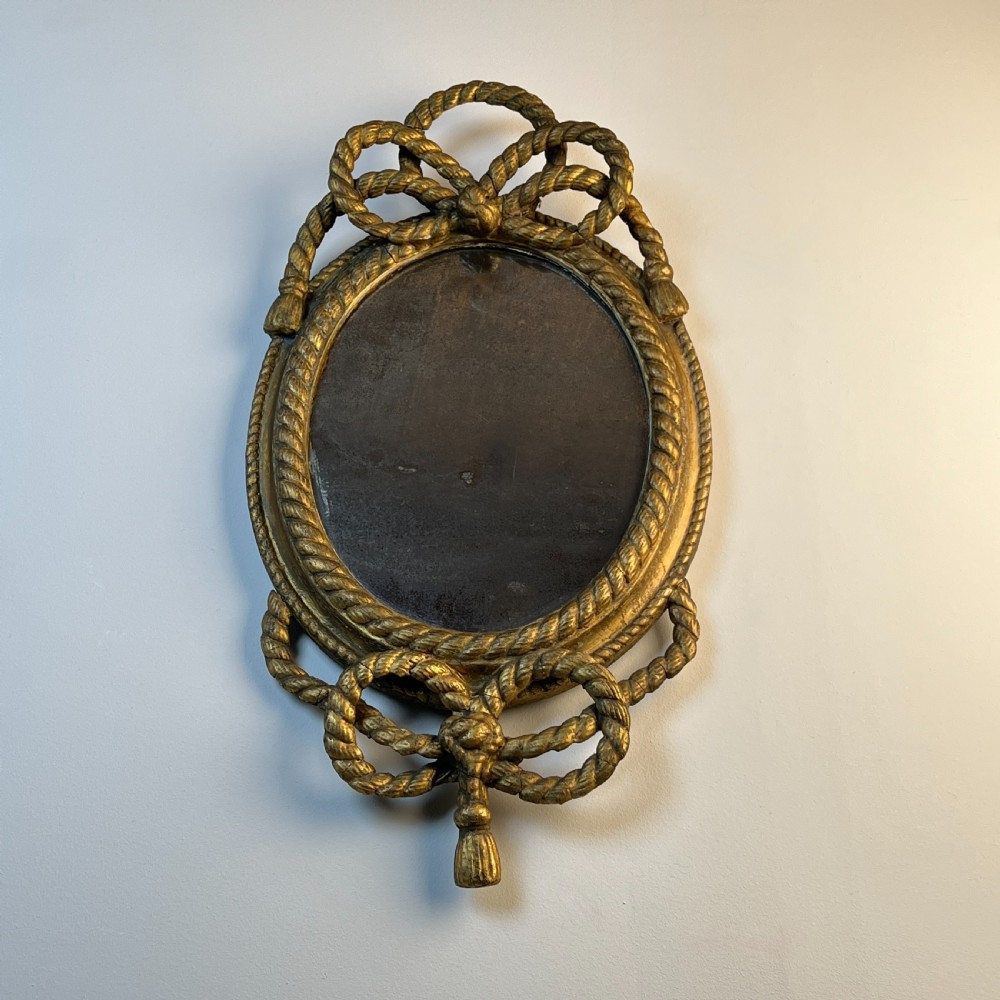 19Th Century Giltwood Rope Twist Oval Mirror View V