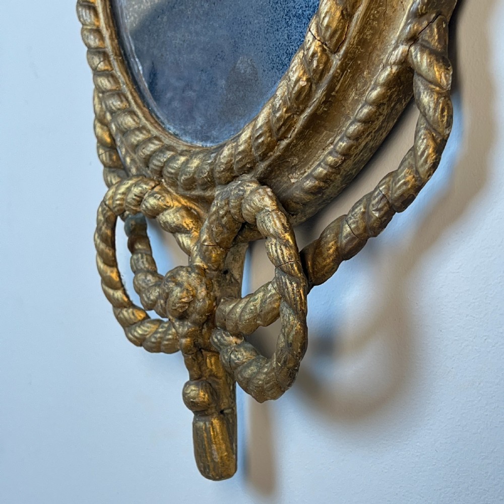 19Th Century Giltwood Rope Twist Oval Mirror View VII