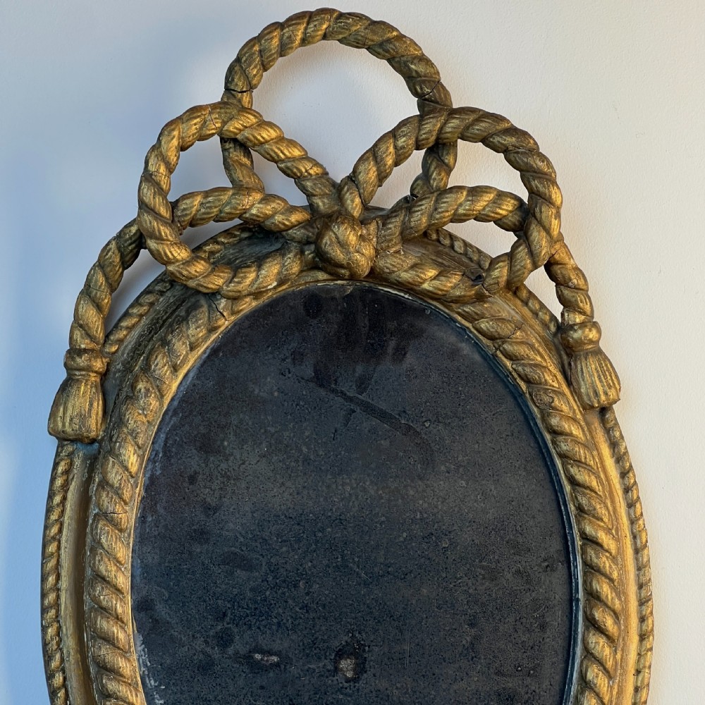 19Th Century Giltwood Rope Twist Oval Mirror View VIII