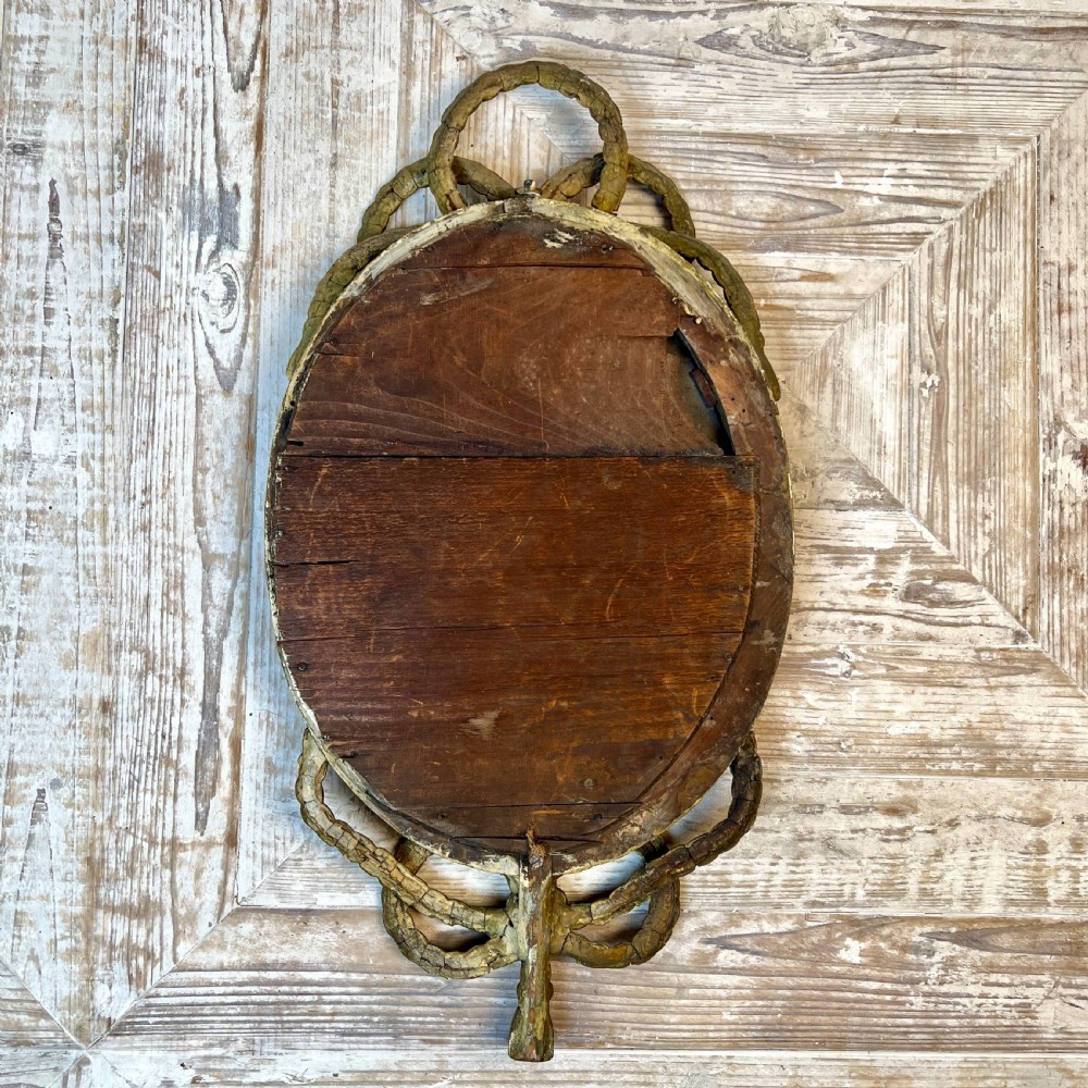 19Th Century Giltwood Rope Twist Oval Mirror View IX