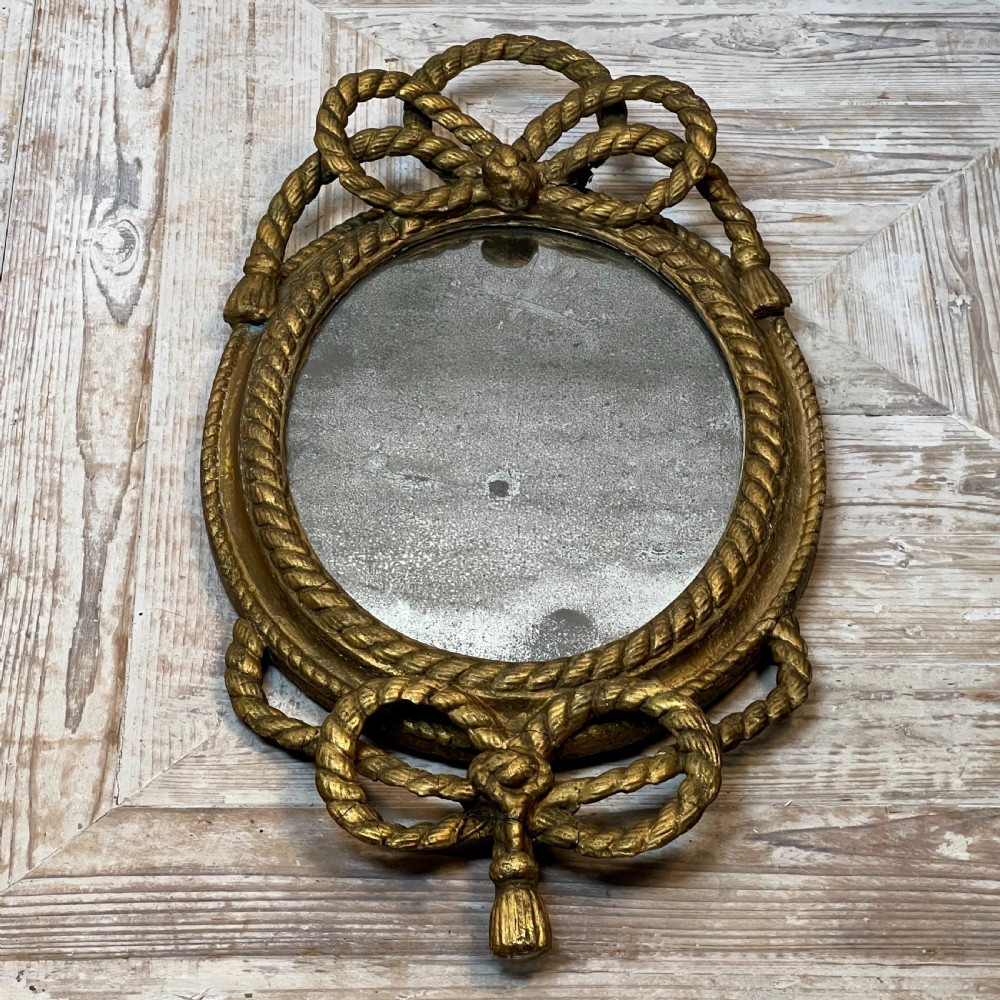 19Th Century Giltwood Rope Twist Oval Mirror View X