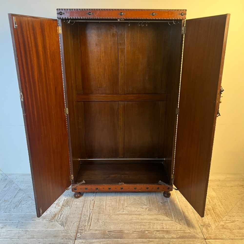 1920S–30S Spanish Leather Wardrobe With Studwork And Brass Lock View VII