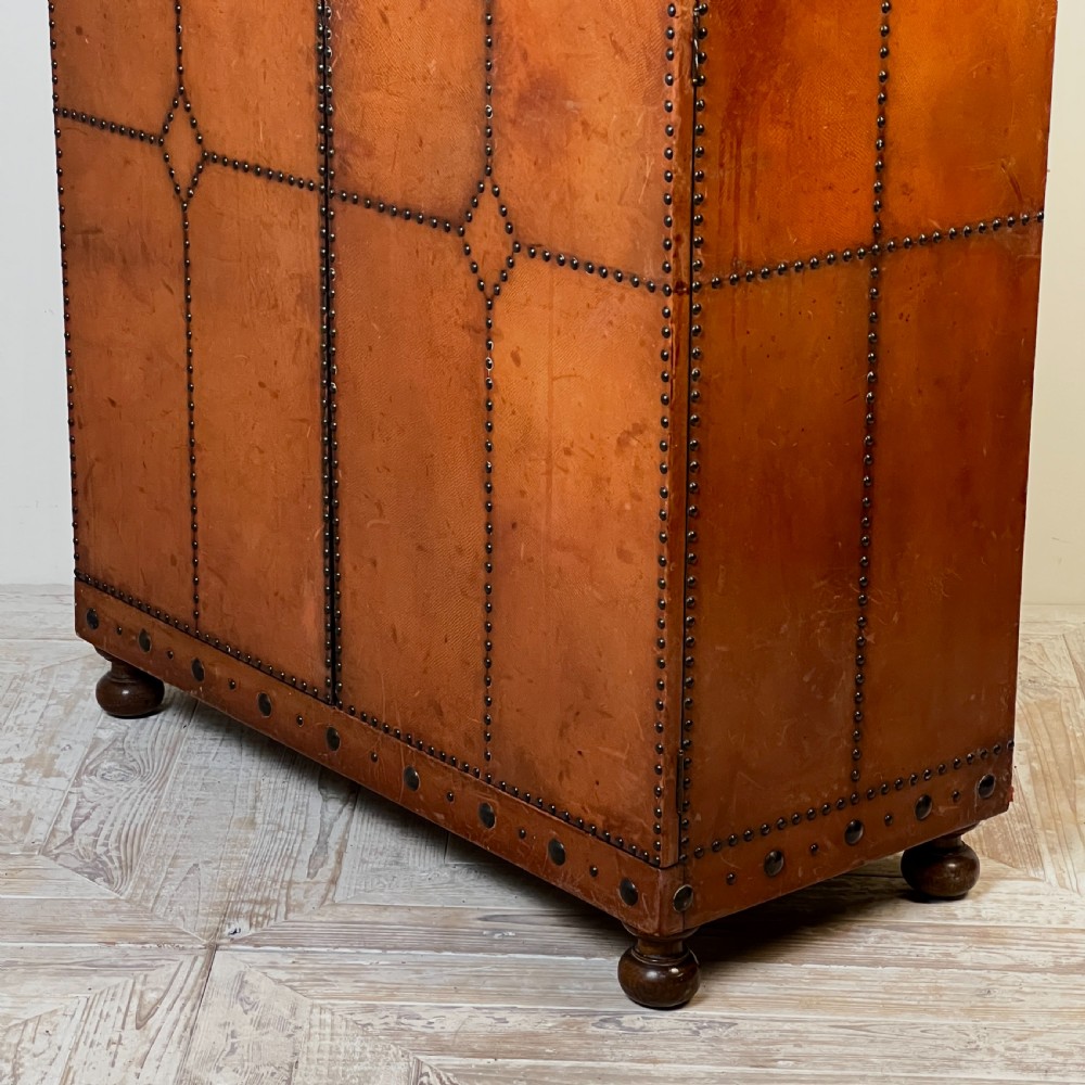 1920S–30S Spanish Leather Wardrobe With Studwork And Brass Lock View VIII