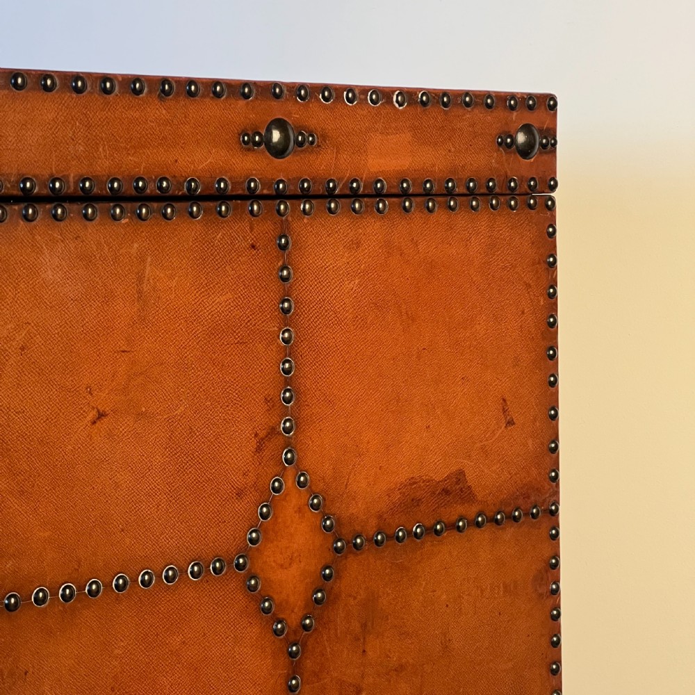 1920S–30S Spanish Leather Wardrobe With Studwork And Brass Lock View XIII