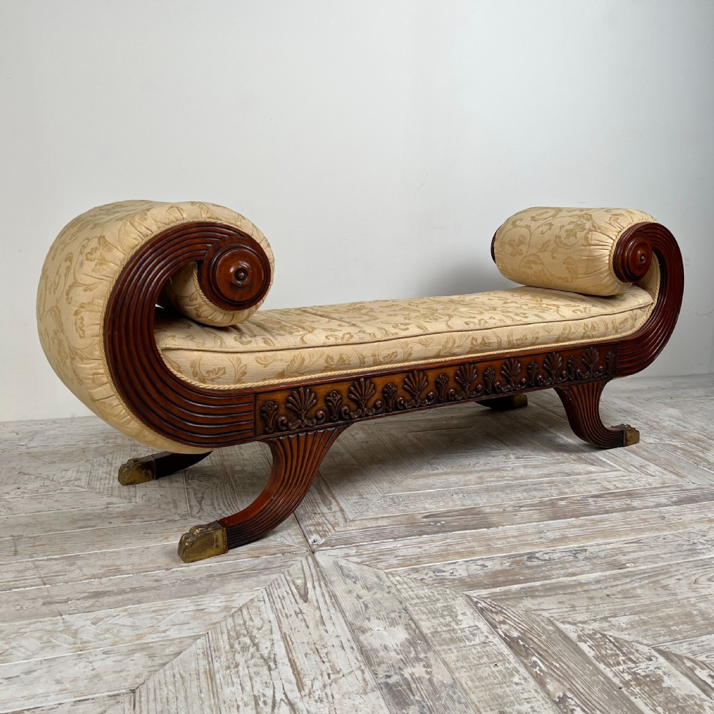 Early 20Th Regency Style Mahogany Upholstered Window Seat View III
