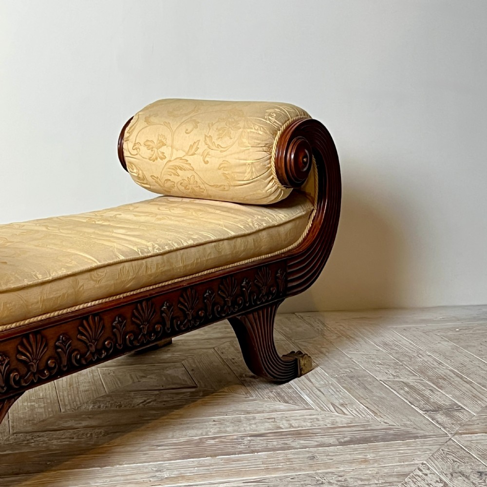 Early 20Th Regency Style Mahogany Upholstered Window Seat View IV