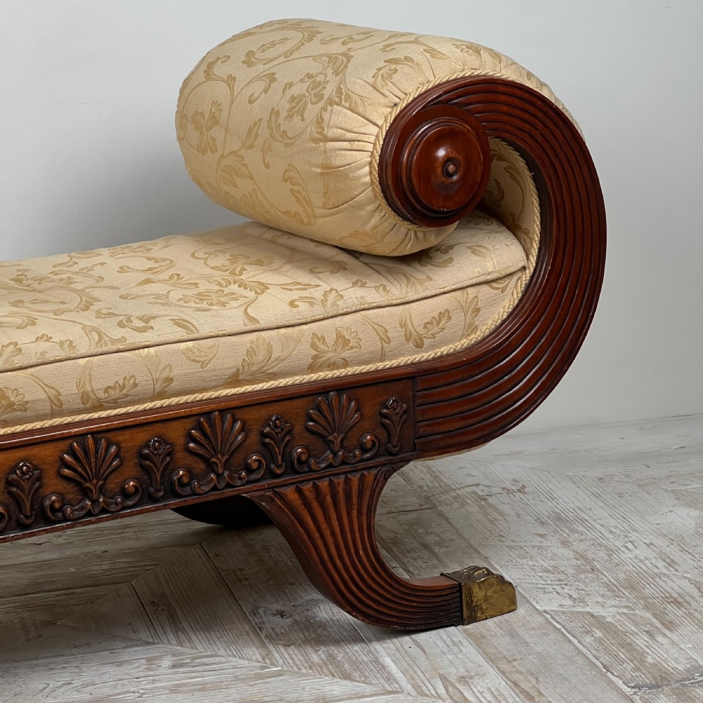 Early 20Th Regency Style Mahogany Upholstered Window Seat View VII