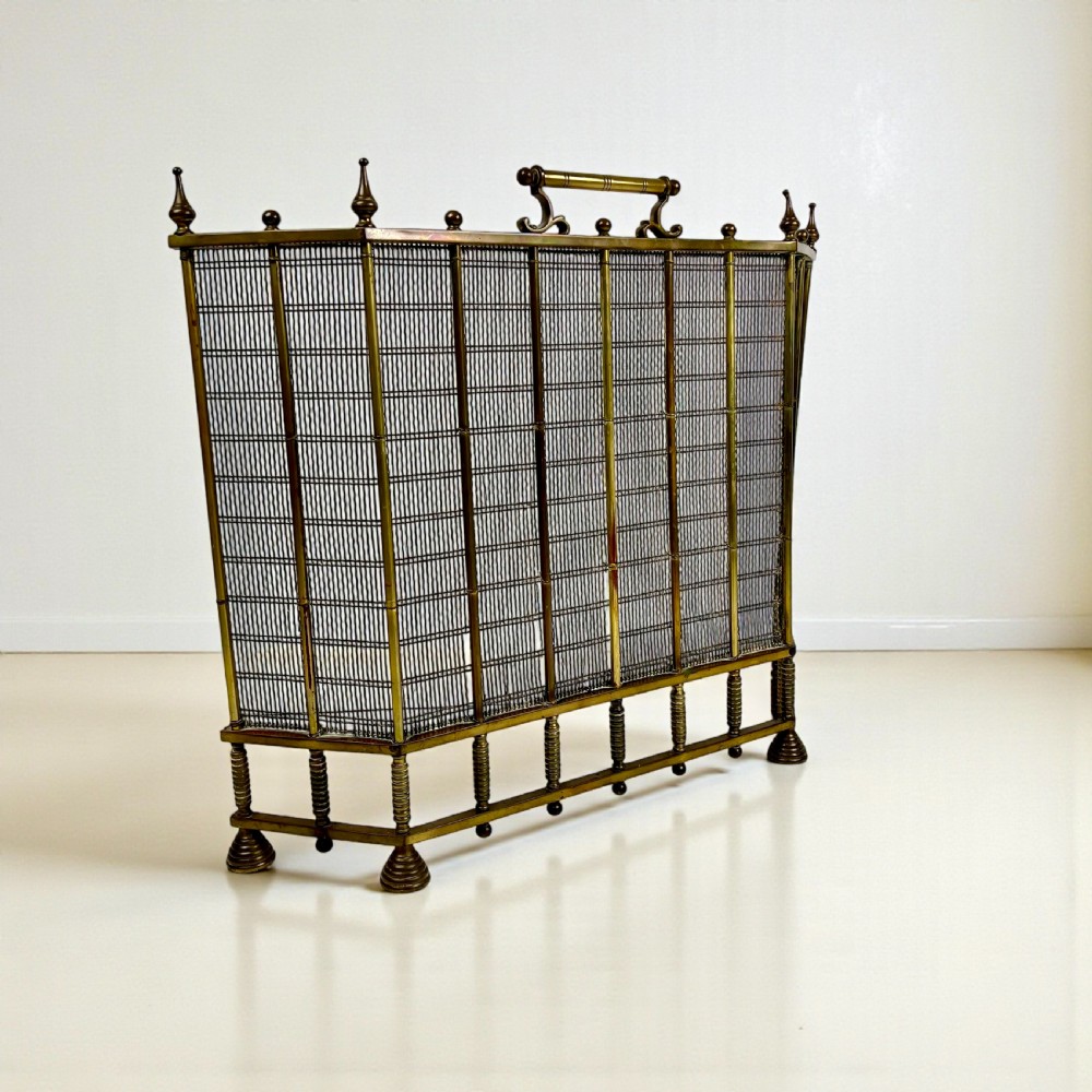 Late Victorian Antique Brass Fire Guard Or Fender View IV