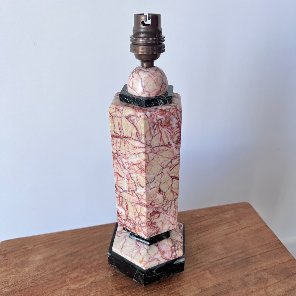 Pair Of Italian Marble Table Lamps With Bespoke Shades View V