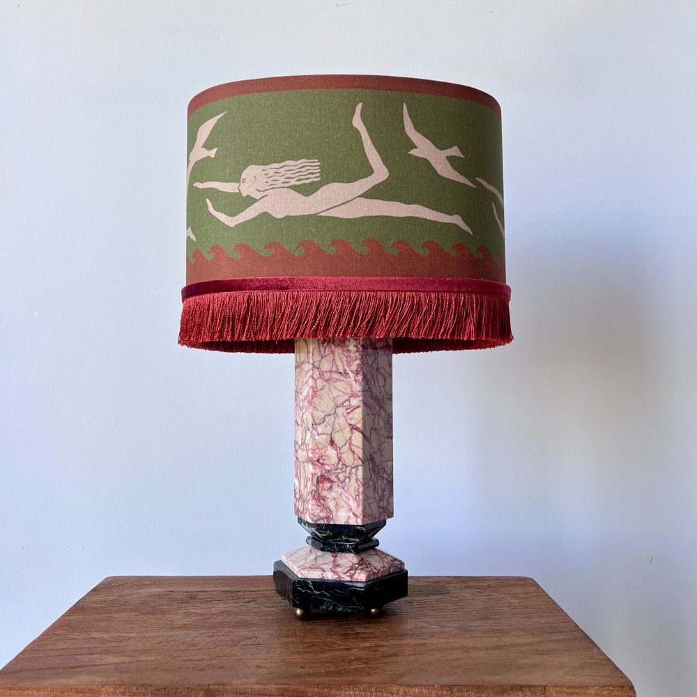 Pair Of Italian Marble Table Lamps With Bespoke Shades View VI