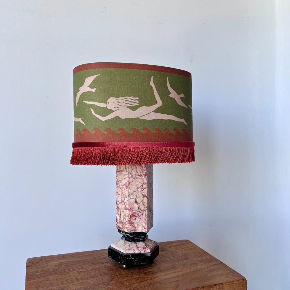 Pair Of Italian Marble Table Lamps With Bespoke Shades View VII