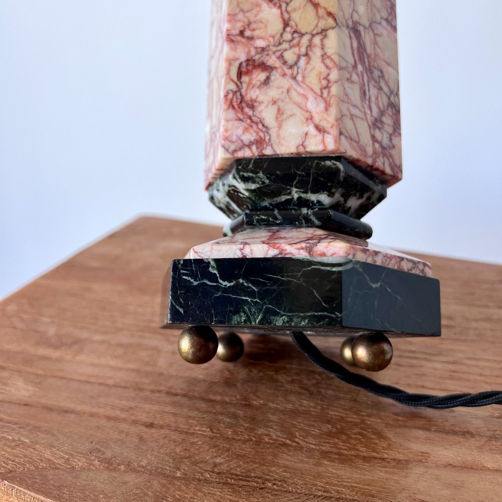 Pair Of Italian Marble Table Lamps With Bespoke Shades View VIII