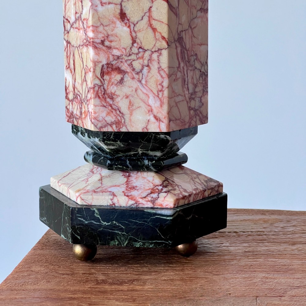 Pair Of Italian Marble Table Lamps With Bespoke Shades View IX