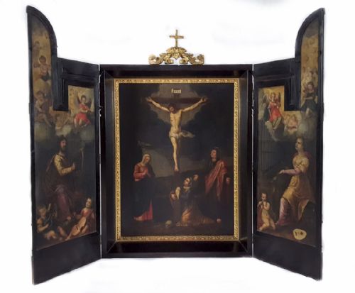 18th century italian triptych oil on panel - CATEGORY: ANTIQUE ART - DATED 18TH CENTURY