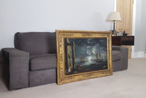 A MEDITERANEAN MOONLIT BAY ITALY 18TH CENTURY STUDIO OF LEONARDO COCCORANTE 16801750 - ADDITIONAL PHOTO 1