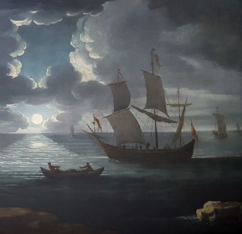A MEDITERANEAN MOONLIT BAY ITALY 18TH CENTURY STUDIO OF LEONARDO COCCORANTE 16801750 - ADDITIONAL PHOTO 5