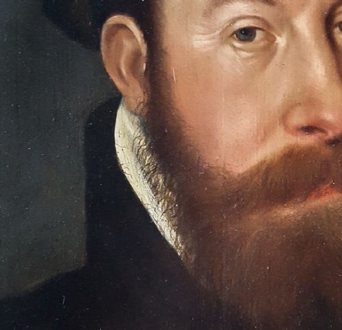 PORTRAIT OF A GENTLEMAN ENGLAND C1550 OIL ON PANEL - ADDITIONAL PHOTO 9