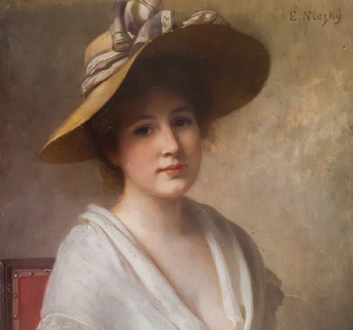 PORTRAIT OF A LADY 19TH CENTURY EDUARD NICZKY 18501919 - ADDITIONAL PHOTO 2