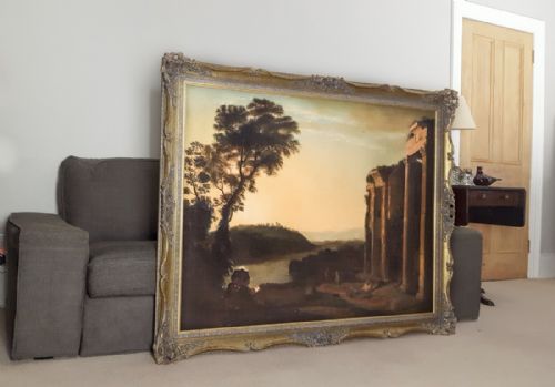 CAPRICCIO WITH FIGURES IN A LANDSCAPE 18TH CENTURY FOLLOWER OF CLAUDE LORRAIN C16001682 - ADDITIONAL PHOTO 1