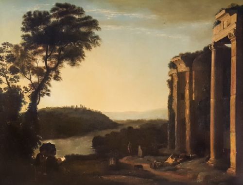 CAPRICCIO WITH FIGURES IN A LANDSCAPE 18TH CENTURY FOLLOWER OF CLAUDE LORRAIN C16001682 - ADDITIONAL PHOTO 2