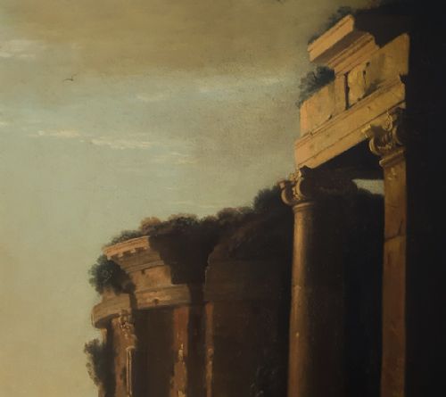 CAPRICCIO WITH FIGURES IN A LANDSCAPE 18TH CENTURY FOLLOWER OF CLAUDE LORRAIN C16001682 - ADDITIONAL PHOTO 4