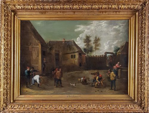 Figures Playing a Game of Bowls, 18th Century; Follower of David Teniers (1610–1690)