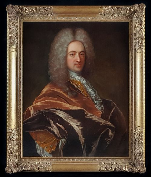 portrait of a gentleman c1715 circle of hyacinth rigaud 16591743 - CATEGORY: ANTIQUE ART - DATED 18TH CENTURY