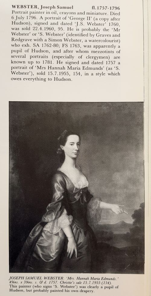PORTRAIT OF HANNAH MARIA OFFLEY SIGNED DATED 1757 JOSEPH SAMUEL WEBSTER 1796 - ADDITIONAL PHOTO 2