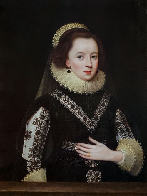 fig 1. Portrait of Lady Anne Clifford, Countess of Dorset and Countess of Pembroke and Montgomery (1590-1676) c.1618; Circle of Paul Van Somer (c.1577 - c.1621)