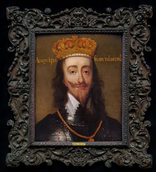 portrait of charles i 16001649 c1640 flemish school oil and gold on panel - CATEGORY: ANTIQUE ART - DATED 17TH CENTURY