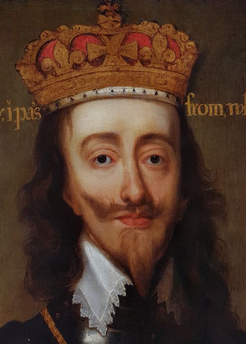 PORTRAIT OF CHARLES I 16001649 C1640 FLEMISH SCHOOL OIL AND GOLD ON PANEL - ADDITIONAL PHOTO 1