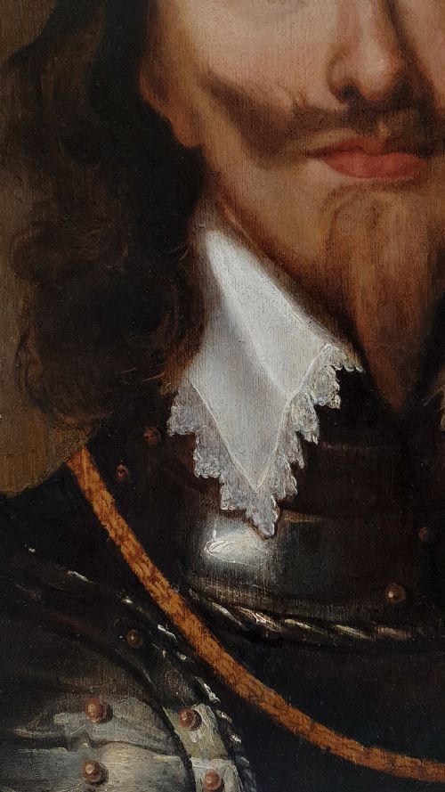 PORTRAIT OF CHARLES I 16001649 C1640 FLEMISH SCHOOL OIL AND GOLD ON PANEL - ADDITIONAL PHOTO 2