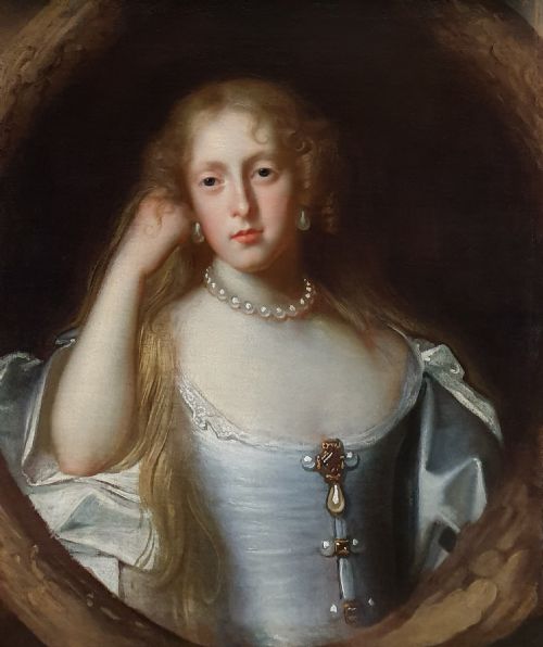 PORTRAIT OF A LADY IN A BLUE DRESS C1665 JOHN MICHAEL WRIGHT 16171694 - ADDITIONAL PHOTO 1