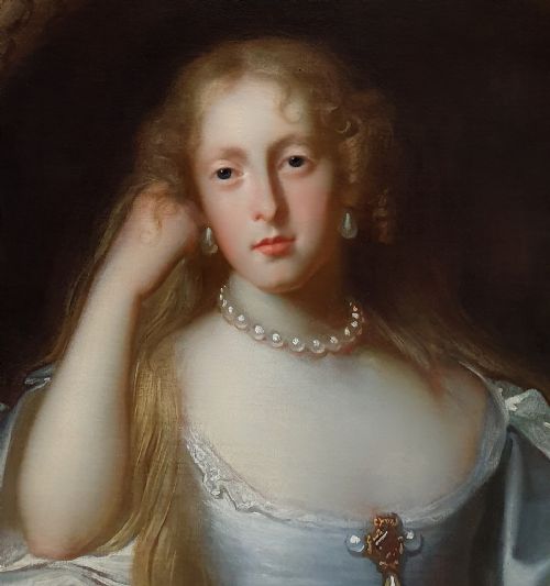 PORTRAIT OF A LADY IN A BLUE DRESS C1665 JOHN MICHAEL WRIGHT 16171694 - ADDITIONAL PHOTO 2