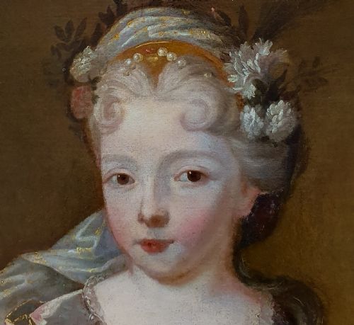 PORTRAIT OF A YOUNG LADY WITH A MASK C1720 CIRCLE OF JEAN RAOUX 16771734 - ADDITIONAL PHOTO 4