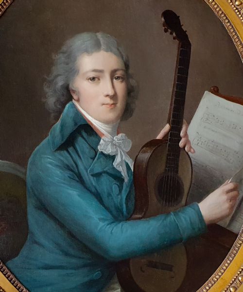 PORTRAIT OF A GENTLEMAN WITH AN EARLY GUITAR C1795 CIRCLE OF ANTOINE VESTIER 17401824 - ADDITIONAL PHOTO 1