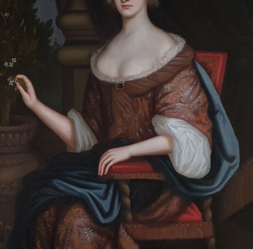 PORTRAIT OF A LADY C1675 CIRCLE OF HENRI GASCARS 16351701 ANTIQUE OIL PAINTING - ADDITIONAL PHOTO 1
