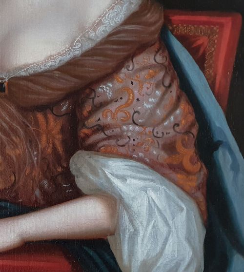 PORTRAIT OF A LADY C1675 CIRCLE OF HENRI GASCARS 16351701 ANTIQUE OIL PAINTING - ADDITIONAL PHOTO 2