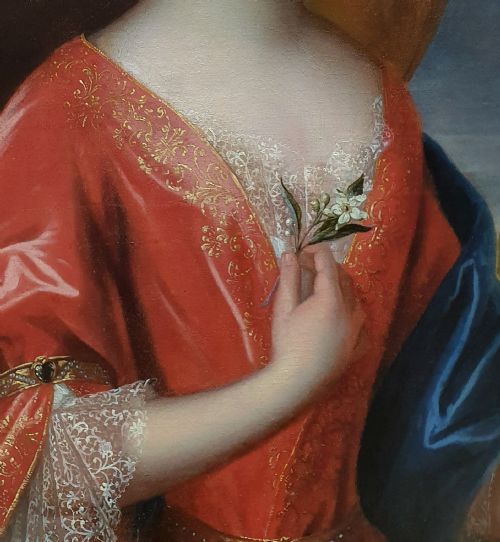 PORTRAIT OF A LADY HOLDING AN ORANGE BLOSSOM C1695 CIRCLE OF JEANBAPTISTE SANTERRE 16511717 - ADDITIONAL PHOTO 2