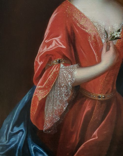 PORTRAIT OF A LADY HOLDING AN ORANGE BLOSSOM C1695 CIRCLE OF JEANBAPTISTE SANTERRE 16511717 - ADDITIONAL PHOTO 3