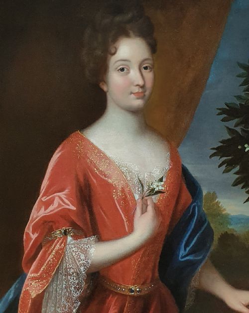 PORTRAIT OF A LADY HOLDING AN ORANGE BLOSSOM C1695 CIRCLE OF JEANBAPTISTE SANTERRE 16511717 - ADDITIONAL PHOTO 1