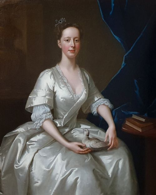 DATED 1736 PORTRAIT OF A LADY WITH DOVE SIGNED BY WILLEM VERELST C17041752 - ADDITIONAL PHOTO 1
