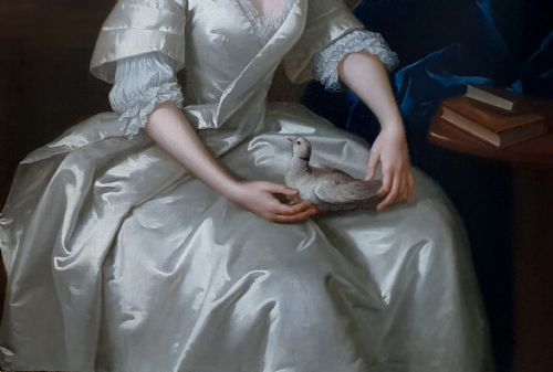 DATED 1736 PORTRAIT OF A LADY WITH DOVE SIGNED BY WILLEM VERELST C17041752 - ADDITIONAL PHOTO 2