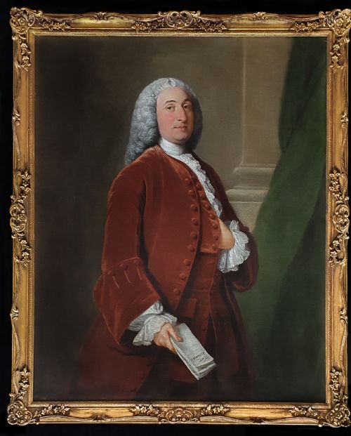 portrait of thomas pelhamholles 1st duke of newcastle 16931768 circa 1750 william hoare of bath ra c17071792 - CATEGORY: ANTIQUE ART - DATED 18TH CENTURY