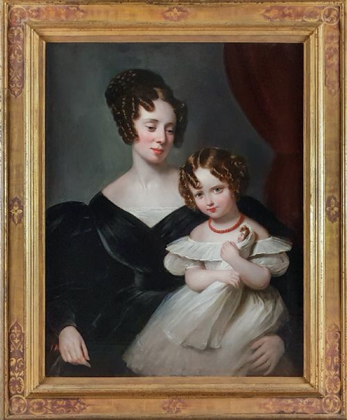PORTRAIT OF A LADY AND CHILD C1830 CIRCLE OF GEORGE HENRY HARLOW 17871819 - ADDITIONAL PHOTO 2