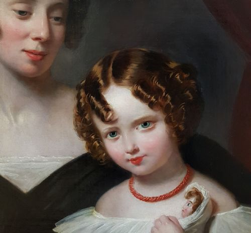 PORTRAIT OF A LADY AND CHILD C1830 CIRCLE OF GEORGE HENRY HARLOW 17871819 - ADDITIONAL PHOTO 4