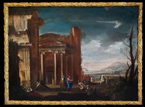 architectural italian capriccio landscape with figures 17th century circle of viviano codazzi c16041670 - CATEGORY: ANTIQUE ART - DATED 17TH CENTURY