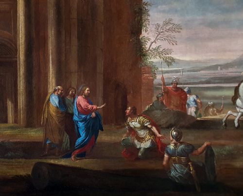 ARCHITECTURAL ITALIAN CAPRICCIO LANDSCAPE WITH FIGURES 17TH CENTURY CIRCLE OF VIVIANO CODAZZI C16041670 - ADDITIONAL PHOTO 2