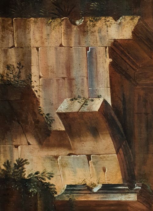 ARCHITECTURAL ITALIAN CAPRICCIO LANDSCAPE WITH FIGURES 17TH CENTURY CIRCLE OF VIVIANO CODAZZI C16041670 - ADDITIONAL PHOTO 5